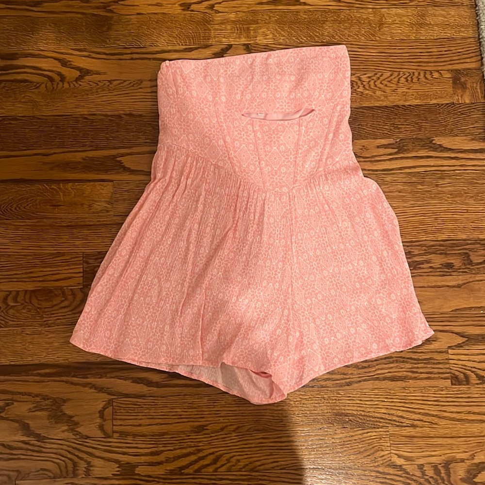 Pink and White Patterned Romper